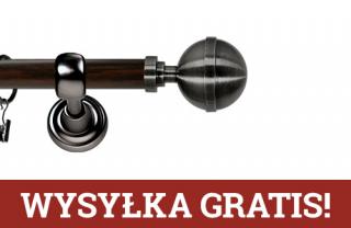 Karnisz Metalowy Prestige pojedynczy 25mm Kula Elegant Antracyt - wenge