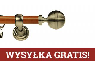 Karnisz Metalowy Prestige pojedynczy 25mm Kula Elegant Antyk mosiądz - calvados