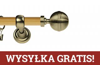 Karnisz Metalowy Prestige pojedynczy 25mm Kula Elegant Antyk mosiądz - pinia