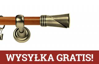Karnisz Metalowy Prestige pojedynczy 25mm Loca Antyk mosiądz - calvados