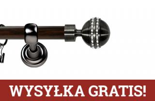 Karnisz Metalowy Prestige pojedynczy 25mm Melba Crystal Antracyt - wenge