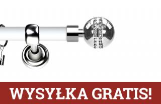 Karnisz Metalowy Prestige pojedynczy 25mm Melba Crystal INOX - biały