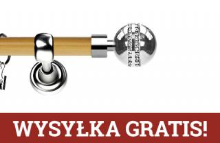 Karnisz Metalowy Prestige pojedynczy 25mm Melba Crystal INOX - pinia