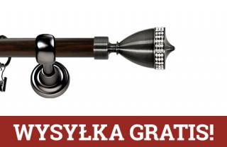 Karnisz Metalowy Prestige pojedynczy 25mm Piano Crystal Antracyt - wenge