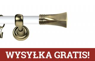 Karnisz Metalowy Prestige pojedynczy 25mm Porto Antyk mosiądz - biały