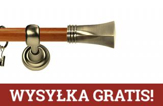 Karnisz Metalowy Prestige pojedynczy 25mm Porto Antyk mosiądz - calvados