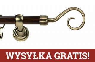 Karnisz Metalowy Prestige pojedynczy 25mm Spirala Antyk mosiądz - wenge