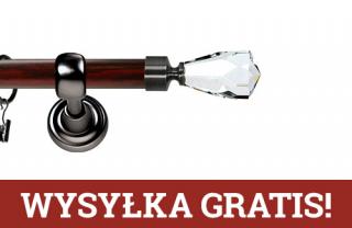 Karnisz Metalowy Prestige pojedynczy 25mm Travo Crystal Antracyt - mahoń