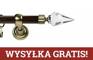 Karnisz Metalowy Prestige pojedynczy 25mm Veneto Crystal  Antyk mosiądz - wenge