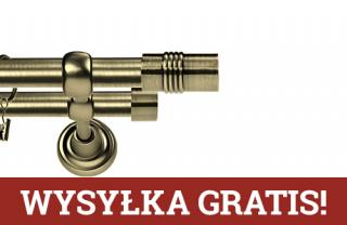 Karnisz Metalowy Rzymski podwójny 16/16mm Cylinder antyk mosiądz