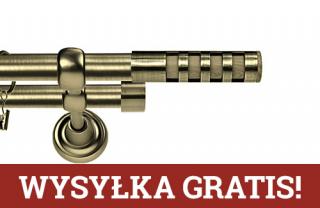 Karnisz Metalowy Rzymski podwójny 16/16mm Dakota antyk mosiądz