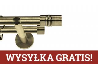 Karnisz nowoczesny NEO podwójny 16/16mm Cylinder antyk mosiądz