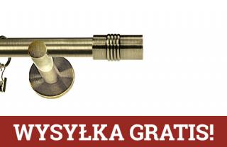 Karnisz nowoczesny NEO pojedynczy 16mm Cylinder antyk mosiądz