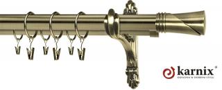 Karnisz stylowy barokko podwójny 25/19mm Loca antyk mosiądz