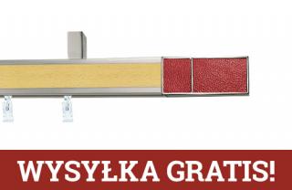 Karnisze apartamentowe sufitowe aveno pojedynczy 31x13mm Croco Red Chrom mat - buk