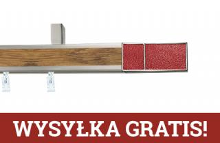 Karnisze apartamentowe sufitowe aveno pojedynczy 31x13mm Croco Red Chrom mat - dąb