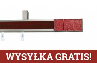 Karnisze apartamentowe sufitowe aveno pojedynczy 31x13mm Croco Red Chrom mat - mahoń