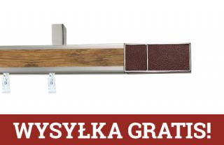 Karnisze apartamentowe sufitowe aveno pojedynczy 31x13mm Croco Wenge Chrom mat - dąb