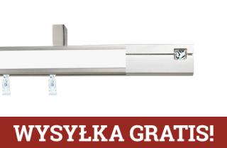 Karnisze apartamentowe sufitowe aveno pojedynczy 31x13mm Siso Crystal Chrom mat - biały