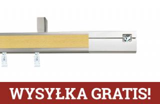 Karnisze apartamentowe sufitowe aveno pojedynczy 31x13mm Siso Crystal Chrom mat - buk