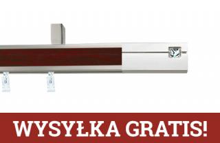 Karnisze apartamentowe sufitowe aveno pojedynczy 31x13mm Siso Crystal Chrom mat - mahoń