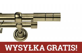 Karnisze Metalowe Rzymskie podwójny 19/19mm Cylinder antyk mosiądz