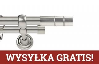 Karnisze Metalowe Rzymskie podwójny 19/19mm Cylinder chrom mat