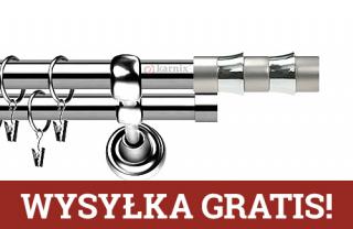 Karnisze Metalowe Rzymskie podwójny 19/19mm Fresno INOX