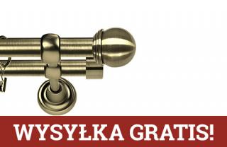 Karnisze Metalowe Rzymskie podwójny 19/19mm Gałka Max antyk mosiądz