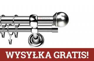 Karnisze Metalowe Rzymskie podwójny 19/19mm Gałka Max INOX