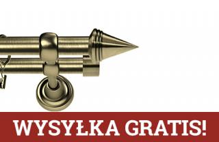 Karnisze Metalowe Rzymskie podwójny 19/19mm Stożek antyk mosiądz