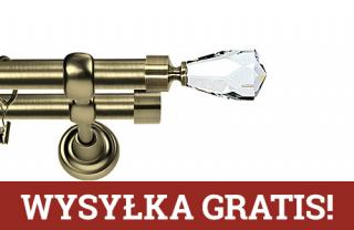 Karnisze Metalowe Rzymskie podwójny 25/16mm Travo Crystal antyk mosiądz