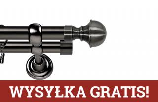 Karnisze Metalowe Rzymskie podwójny 25/19mm Bella antracyt