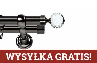 Karnisze Metalowe Rzymskie podwójny 25/19mm Beluna Crystal antracyt