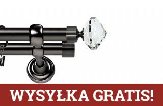 Karnisze Metalowe Rzymskie podwójny 25/19mm Blanca Crystal antracyt