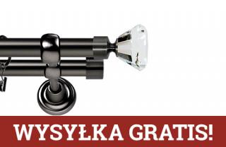 Karnisze Metalowe Rzymskie podwójny 25/19mm Clarex Crystal antracyt