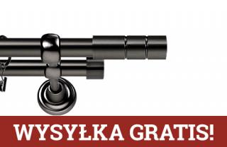 Karnisze Metalowe Rzymskie podwójny 25/19mm Cylinder antracyt