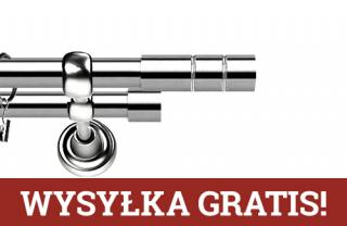 Karnisze Metalowe Rzymskie podwójny 25/19mm Cylinder INOX