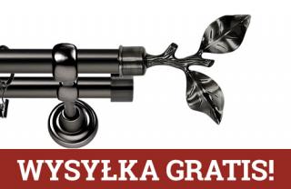 Karnisze Metalowe Rzymskie podwójny 25/19mm Gałązka antracyt