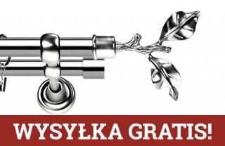 Karnisze Metalowe Rzymskie podwójny 25/19mm Gałązka INOX