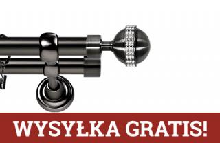 Karnisze Metalowe Rzymskie podwójny 25/19mm Globi Crystal antracyt