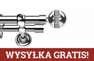 Karnisze Metalowe Rzymskie podwójny 25/19mm Globi Crystal INOX