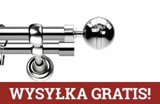 Karnisze Metalowe Rzymskie podwójny 25/19mm Kula Elegant INOX