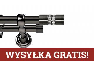 Karnisze Metalowe Rzymskie podwójny 25/19mm Lanso Crystal antracyt