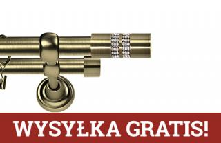 Karnisze Metalowe Rzymskie podwójny 25/19mm Lanso Crystal antyk mosiądz