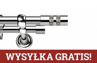 Karnisze Metalowe Rzymskie podwójny 25/19mm Lanso Crystal INOX