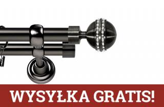 Karnisze Metalowe Rzymskie podwójny 25/19mm Melba Crystal antracyt