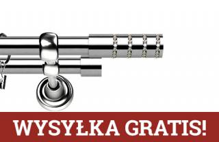 Karnisze Metalowe Rzymskie podwójny 25/19mm Rosetti Crystal INOX