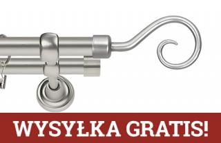 Karnisze Metalowe Rzymskie podwójny 25/19mm Spirala chrom mat