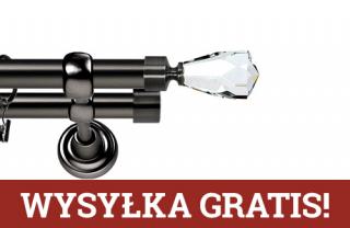 Karnisze Metalowe Rzymskie podwójny 25/19mm Travo Crystal antracyt